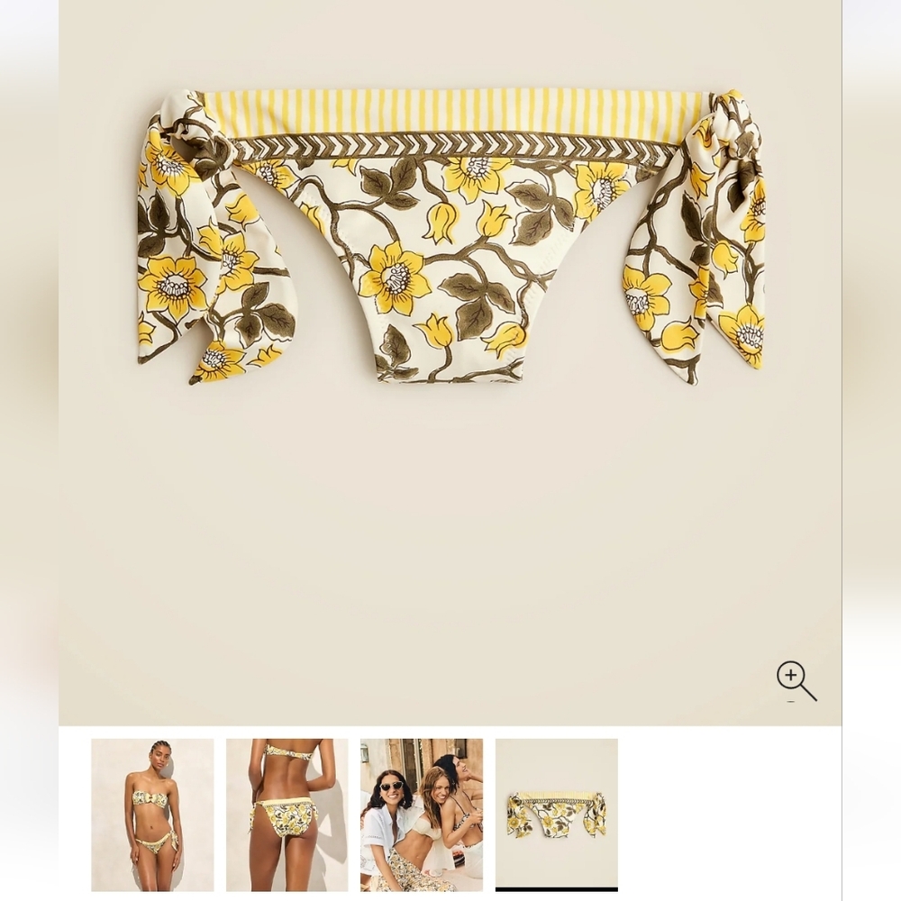 NWT J. Crew Bikini Bottom Daffodil Daze Block Print Yellow CJ866 L